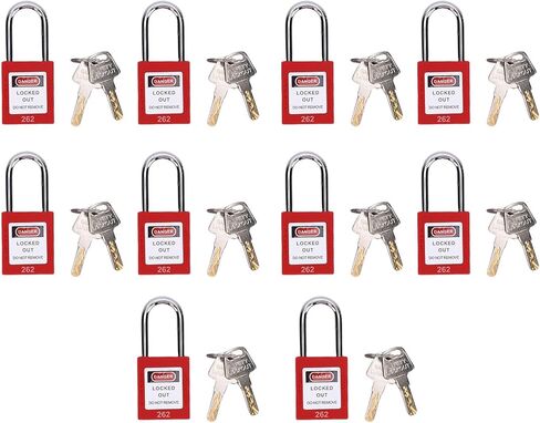 مجموعة أقفال LiebeWH المكونة من 10 قطع من أقفال Tagout باللون الأحمر مع قفل أمان منبثق تلقائيًا وآلية قفل مضادة للخطأ in Kuwait
