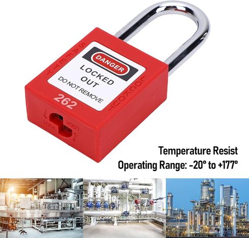 مجموعة أقفال LiebeWH المكونة من 10 قطع من أقفال Tagout باللون الأحمر مع قفل أمان منبثق تلقائيًا وآلية قفل مضادة للخطأ in Kuwait