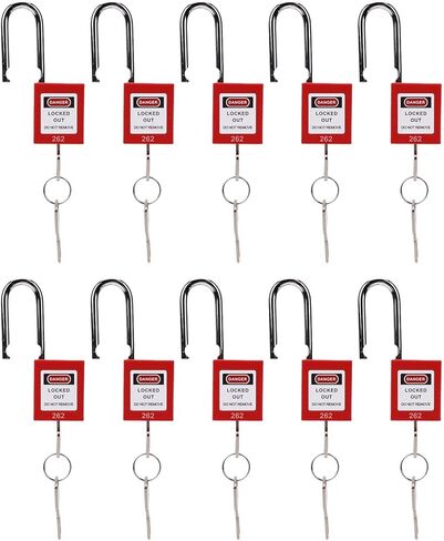 مجموعة أقفال LiebeWH المكونة من 10 قطع من أقفال Tagout باللون الأحمر مع قفل أمان منبثق تلقائيًا وآلية قفل مضادة للخطأ in Kuwait