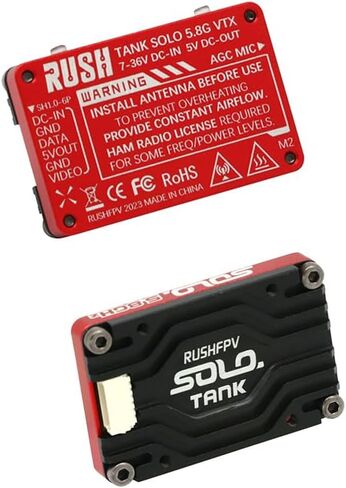 Rush Solo Tank 5.8G VTX Video Transmitter CNC Shell 1.6W High Power Built-in Microphone Heat Dissipation Structure for RC FPV Long Range Fixed Wing Drone (48CH) in Kuwait