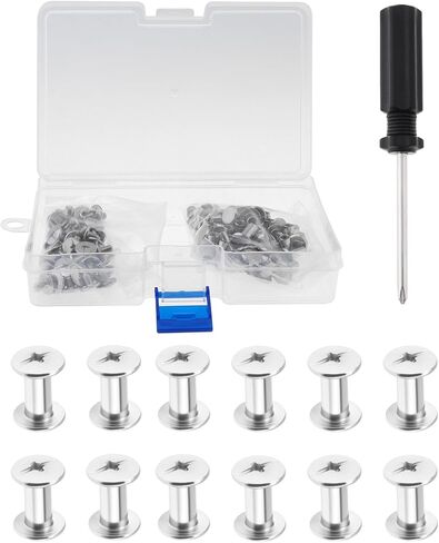50 Sets Chicago Screws Leather Rivets, Cross Head Phillips Drive Binding Screw Rivets for Belts, Bookbinding, DIY Leather (M5 x 10mm) in Kuwait