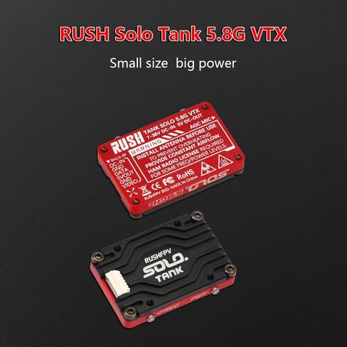 Rush Solo Tank 5.8G VTX Video Transmitter CNC Shell 1.6W High Power Built-in Microphone Heat Dissipation Structure for RC FPV Long Range Fixed Wing Drone (48CH) in Kuwait