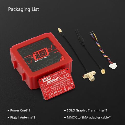 Rush Solo Tank 5.8G VTX Video Transmitter CNC Shell 1.6W High Power Built-in Microphone Heat Dissipation Structure for RC FPV Long Range Fixed Wing Drone (48CH) in Kuwait