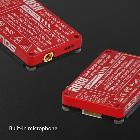 Rush Solo Tank 5.8G VTX Video Transmitter CNC Shell 1.6W High Power Built-in Microphone Heat Dissipation Structure for RC FPV Long Range Fixed Wing Drone (48CH) in Kuwait