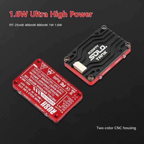Rush Solo Tank 5.8G VTX Video Transmitter CNC Shell 1.6W High Power Built-in Microphone Heat Dissipation Structure for RC FPV Long Range Fixed Wing Drone (48CH) in Kuwait