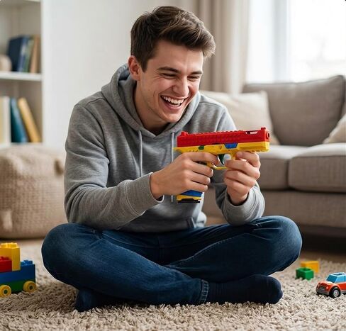 مجموعة مقبض مكعبات البناء التكتيكية DIY، مجموعة مكعبات بناء مضحكة DlY، نموذج تجميع مبتكر متوافق مع الطوب مع سهام إسفنجية، مع حامل عرض للبالغين والمراهقين 3+، (نموذج سلاح غير عملي) in Kuwait