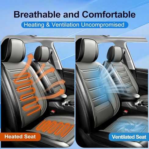 أغطية مقاعد السيارة Fit Grand Cherokee (5 مقاعد) لسيارة Jeep Grand Cherokee 2011-2026، جلد ممتاز بتغطية كاملة، متوافق مع الوسادة الهوائية، واقي مقعد فاخر مقاوم للماء لجميع الأحوال الجوية، أسود in Kuwait
