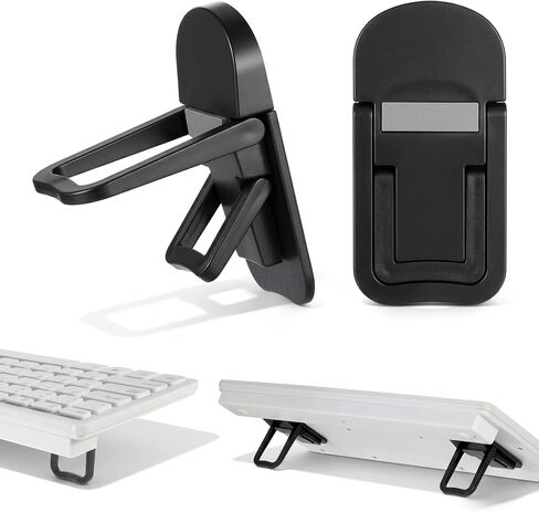 4 Pcs Keyboard Riser Tilt, Mini Foldable Keyboard Prop Up Stand with 2 Angle Settings, Plastic Adjustable Holder for Most Keyboards (Black) in Kuwait