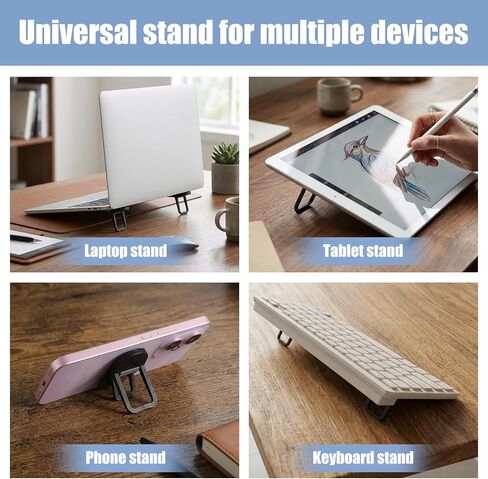 4 Pcs Keyboard Riser Tilt, Mini Foldable Keyboard Prop Up Stand with 2 Angle Settings, Plastic Adjustable Holder for Most Keyboards (Black) in Kuwait