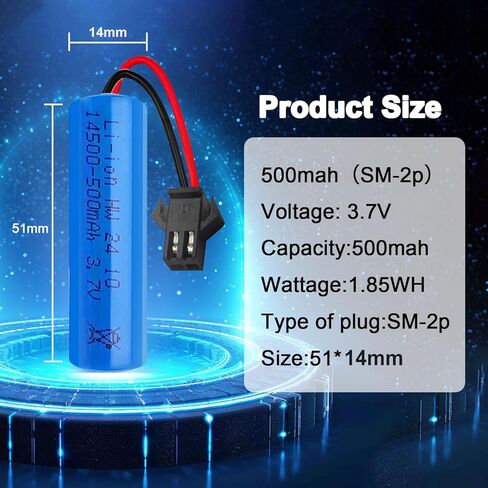 بطارية قابلة للشحن 3.7 فولت 500 مللي أمبير في الساعة 14500، عبوتان مع قابس SM وشاحن USB وكابل محول SM-JST لمعدات التحكم عن بعد والألعاب الكهربائية وأدوات الطاقة والمزيد S01 in Kuwait