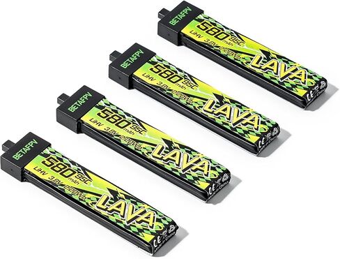 بطارية BETAFPV 4 قطع Lava II 580 مللي أمبير في الساعة 1S 3.8 فولت 95C LiHV مع موصل BT2.0، متوافقة مع طائرات بدون طيار صغيرة بدون طيار 1-2S مثل Air75 وMeteor75 Pro وCetus Pro وCetus X in Kuwait