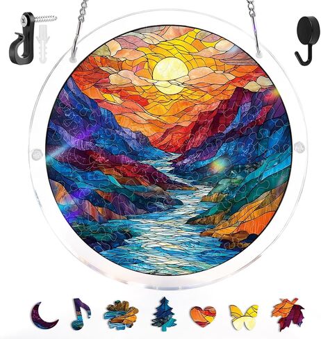 Acrylic Jigsaw Puzzle Suncatcher, Acrylic Puzzle Suncatcher, Acrylic Jigsaw Puzzle, 83 Pieces Sun Catcher for Home Decor in Kuwait