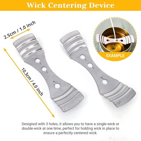 120Pcs Candle Wicks 15cm/5.9inch Set, 15cm Pre-Waxed Tabbed Cotton Wicks, 120Pcs Stickers and 2Pcs Wick Centering Device Holders for Candle Making in Kuwait