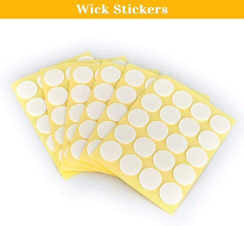 120Pcs Candle Wicks 15cm/5.9inch Set, 15cm Pre-Waxed Tabbed Cotton Wicks, 120Pcs Stickers and 2Pcs Wick Centering Device Holders for Candle Making in Kuwait