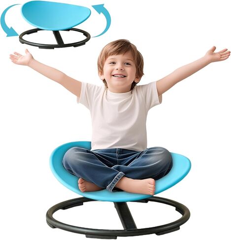 Spinning Chair for Autistic,with A Backrest Safer Spin Sensory Chair Seat Style Completely Wrapped Sit and Spin Training Body Coordination Autistic Sensory Equipment,Science Toy (Sky Blue) in Kuwait