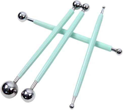 4Pcs Ball Stylus Dotting Tools Two Ended Pottery Embossing Cake Decoration Tool Mandala Dotting Sticks Pottery Tools, Green in Kuwait
