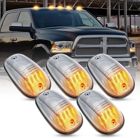 5 قطع مصابيح LED لسقف الكابينة لـ 2003-2018 دودج رام 1500 2500 3500/2011-2018 رام 4500 5500 أبيض 36LED أضواء تشغيل السقف العلوي لشاحنة الالتقاط أضواء الجري العلوية عدسة شفافة in Kuwait