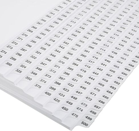 فواصل مرقمة من Exhibitindexes® 1-500 مثقوبة - علامات تبويب جريئة على طراز AVE - علامات تبويب جانبية مجمعة - صنع في الولايات المتحدة الأمريكية | حجم الرسالة - 1-500 - مجموعات in Kuwait
