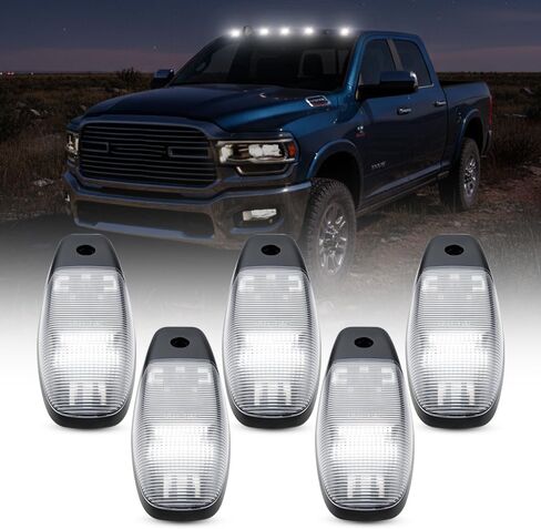 5 قطع مصابيح LED لسقف الكابينة لـ 2003-2018 دودج رام 1500 2500 3500/2011-2018 رام 4500 5500 أبيض 36LED أضواء تشغيل السقف العلوي لشاحنة الالتقاط أضواء الجري العلوية عدسة شفافة in Kuwait