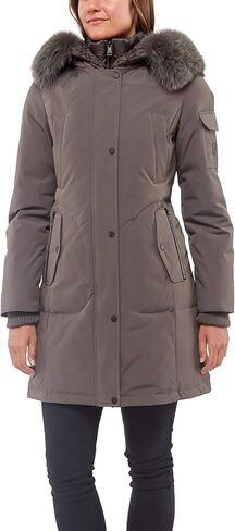 One Madison Womens Winter Parka Faux Fur Lined Coat - 100% Polyester Fur Coats for Women, Center Zip Closure - Ladies Parka in Kuwait