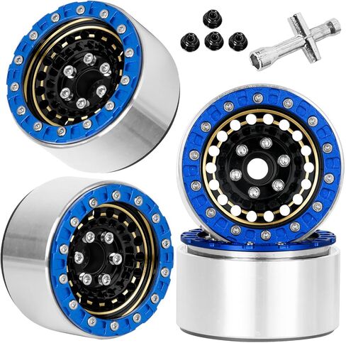 RC 1.9 Beadlock Wheels Rim 4 قطع بدلة لسيارة 1/10 SCX10 90046 AXI03007 TRX4 TRX6 VS4-10 Gen7 Gen8 MST CFX D90 RC الزاحف، 1.9 إطارات عجلة Beadlock، عجلة أطباق عميقة من النحاس والسبائك، اللون in Kuwait