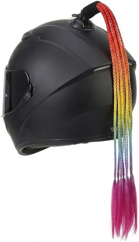 Helmet Pigtail, 1PCS Punk Motorcycle Helmet Decor Ponytail Wig Gradient Braid Hair Tail with Detachable Suction Cup for Motorbike Bike Bicycle Cycling Biker Rider Skateboarding Scooter Costume Cosplay in Kuwait