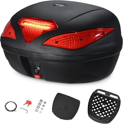 Yescom AHR 48L Motorcycle Top Case with Light Universal Tour Tail Box Scooter Trunk in Kuwait
