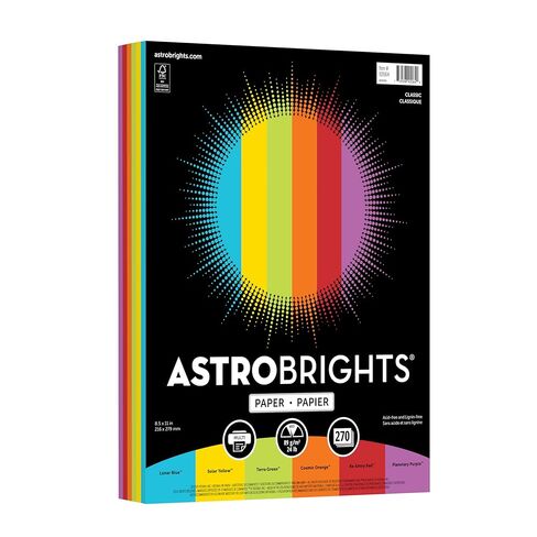 Astrobrights Colored Paper, Classic Assortment, 6-Colors, 24 lb./89 gsm, 8.5" x 11", 270 Sheets, Acid‑Free, Lignin‑Free, Perfect for School, Office & DIY (92064) in Kuwait
