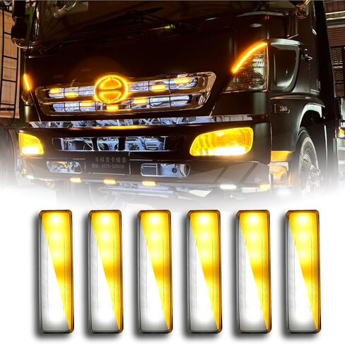 6 قطع PKBK 4.2 بوصة 6 LED كهرماني أزرق أحمر أبيض جانب علامة جانبية ضوء مدخن عدسة شفافة 12-24 فولت لشاحنة RV سيارة حافلة مقطورة فان كارافان (العنبر، عدسة شفافة) in Kuwait