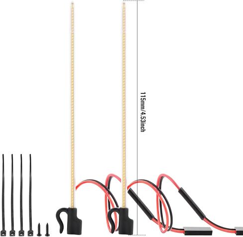 قطعتان من أضواء هوائي RC LED، هوائي سوطي RC مرن قابل للقطع، هوائي متوهج سهل التوصيل والتشغيل للسيارات والقوارب RC (الضوء الأبيض) in Kuwait