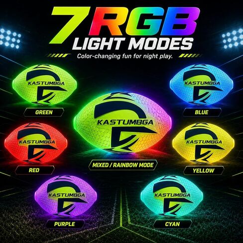 كرة قدم مضيئة قابلة لإعادة الشحن للأطفال، تتوهج في الظلام مع 7 أوضاع RGB LED، مقاس 8.3 بوصة من الفوم الناعم للشباب للعب في الفناء الخلفي ليلاً، هدايا رياضية للأولاد من سن 8 إلى 12 و10 سنوات (أصفر) in Kuwait