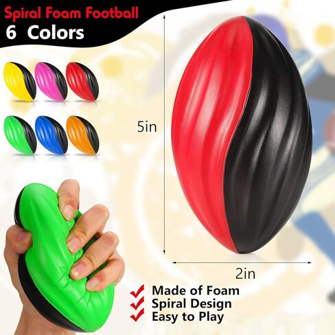 Jerify 24 Pack Foam Footballs 4.72 Inch Bulk Mini Spiral Football Toys Easy Grip Waterproof Small Soft Emulation Foam Footballs for Kids Indoor Outdoor Play Game Football Party Favors(Spiral Style) in Kuwait