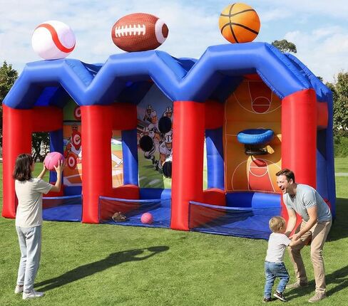 Inflatable Carnival Games, Inflatable Basketball Shot Football Baseball Toss Throwing Target, Basketball Football Baseball Game with 750w Blower for Indoor/Outdoor, Party, Lawn Interactive Game in Kuwait