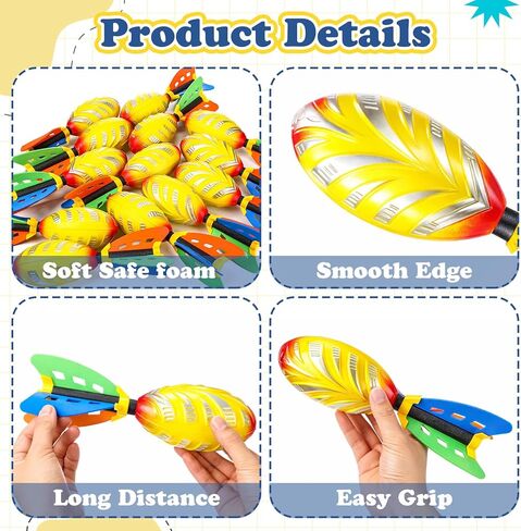 24 Pack Foam Missile Footballs with Aerodynamic Tails, 9 in Soft Foam Sports Football, Safe Throwing Ball Toys for Kids Dog Outdoor Game Backyard Beach Pool Play in Kuwait