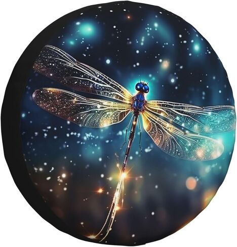 Spare Tire Cover Weatherproof Wheel Cover Fit for Jeep Wrangler Rv SUV Truck Travel Trailer 17" Fantasy Dragonfly Animal Tire Cover in Kuwait