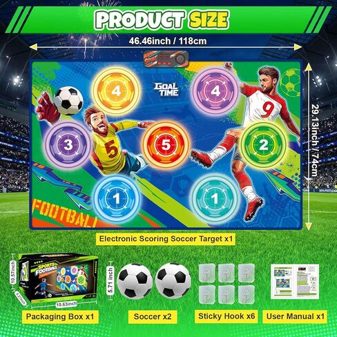 Electronic Soccer Game Toy Set for Kids, Soccer Trainer, Soccer Ball Game Outdoor Indoor Soccer Training Game with Scoring, 2 Soccer & 3 Modes, Soccer Robot Toys Gifts for 3-12 Years Old Boys Girls in Kuwait