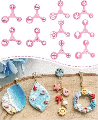 Keoker Summer Polymer Clay Cutters, 10 Shapes Ocean Mini Clay Cutter for Polymer Clay Jewelry, 3 Sizes(Micro. Mini, Small), Decoration to Make Summer Earrings in Kuwait