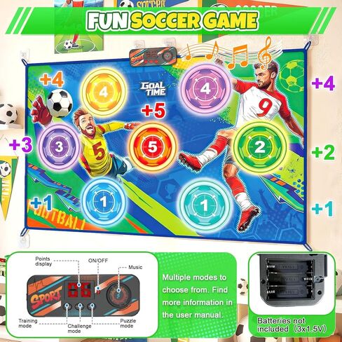 Electronic Soccer Game Toy Set for Kids, Soccer Trainer, Soccer Ball Game Outdoor Indoor Soccer Training Game with Scoring, 2 Soccer & 3 Modes, Soccer Robot Toys Gifts for 3-12 Years Old Boys Girls in Kuwait