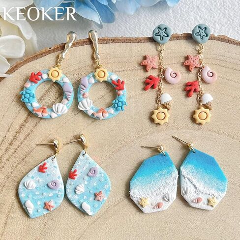 Keoker Summer Polymer Clay Cutters, 10 Shapes Ocean Mini Clay Cutter for Polymer Clay Jewelry, 3 Sizes(Micro. Mini, Small), Decoration to Make Summer Earrings in Kuwait