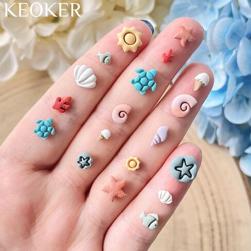 Keoker Summer Polymer Clay Cutters, 10 Shapes Ocean Mini Clay Cutter for Polymer Clay Jewelry, 3 Sizes(Micro. Mini, Small), Decoration to Make Summer Earrings in Kuwait