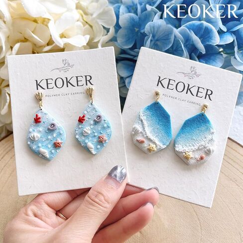 Keoker Summer Polymer Clay Cutters, 10 Shapes Ocean Mini Clay Cutter for Polymer Clay Jewelry, 3 Sizes(Micro. Mini, Small), Decoration to Make Summer Earrings in Kuwait