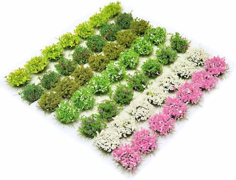 VICDUEKG 49 Pcs DIY Miniature Colorful Flower Cluster Self Adhesive Tiny Static Grass Tufts Mini Vegetation Groups for Layout Project Model Trains Miniature Scenes Dioramas Sand Military in Kuwait