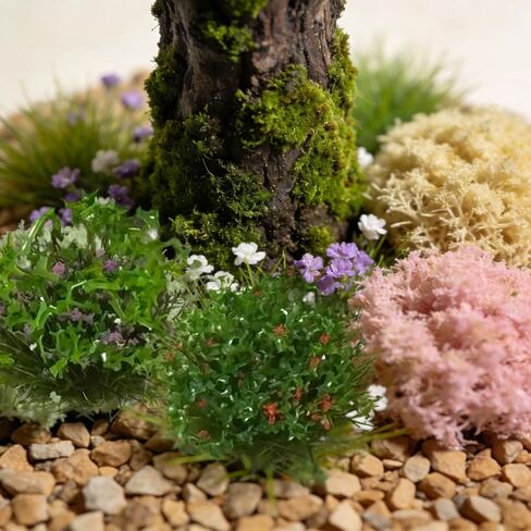VICDUEKG 49 Pcs DIY Miniature Colorful Flower Cluster Self Adhesive Tiny Static Grass Tufts Mini Vegetation Groups for Layout Project Model Trains Miniature Scenes Dioramas Sand Military in Kuwait