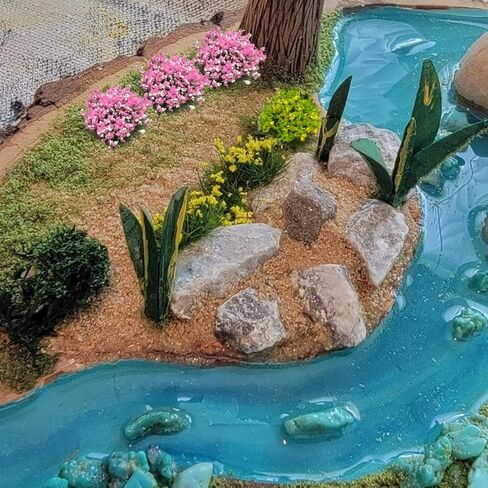 VICDUEKG 49 Pcs DIY Miniature Colorful Flower Cluster Self Adhesive Tiny Static Grass Tufts Mini Vegetation Groups for Layout Project Model Trains Miniature Scenes Dioramas Sand Military in Kuwait