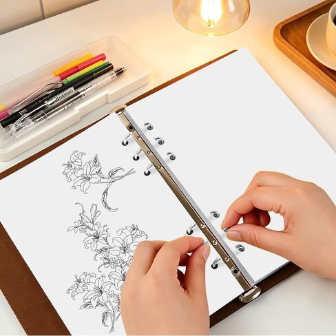 A5 Blank Paper Refill - 6-Hole Punched, 100 Sheets/200 Pages Blank Papers, Refills for Filofax Planner/Binders/Organizer, 100gsm, White, 5.8'' x 8.2'' in Kuwait