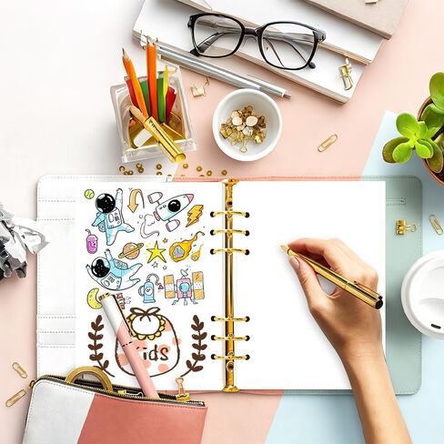 A5 Blank Paper Refill - 6-Hole Punched, 100 Sheets/200 Pages Blank Papers, Refills for Filofax Planner/Binders/Organizer, 100gsm, White, 5.8'' x 8.2'' in Kuwait
