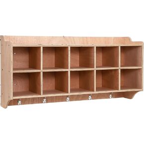 Patikuin Mobile 20-Cubby Storage Cabinet – Coat Locker, Hooks, Anti-Tip Anchors, 4 Casters, 2 Storage Boxes – Office, TrainingRoom, Daycare & Home Organizer, Natural Wood – 20-Grid Cabinet in Saudi Arabia