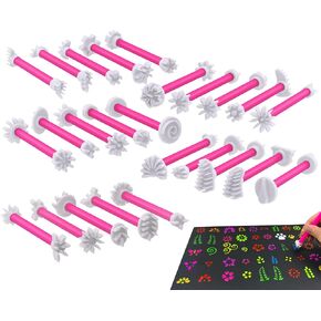 GEOCCI Flower Petal Tools for Dot Painting，50 Petal Shapes Dotting Tool，Mandala Dot Art Tools for Rocks，Embosssing Tools for Painting Dots （Pink） in Saudi Arabia