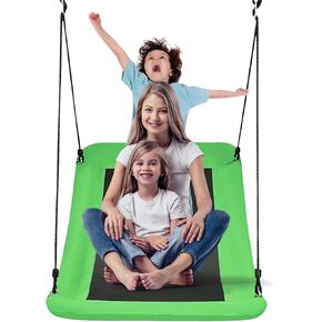 أرجوحة شجرة منصة كوستزون 700 رطل عملاقة مقاس 60 بوصة للأطفال والكبار، أرجوحة كبيرة داخلية/خارجية مع قماش أكسفورد، حبال تعليق قابلة للتعديل، مناسبة للحديقة والملعب والفناء الخلفي (متعدد الألوان) in Kuwait
