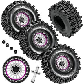مجموعة إطارات وعجلة Beadlock مقاس 2.2 بوصة لسيارة 1/8 1/10 TRX4 TRX6 SCX10 II III D90 90046 Gen8 MST VS4-10 CFX، (4 قطع) إطارات عجلات RC وإطارات عجلة Beadlock 2.2، فضي in Kuwait
